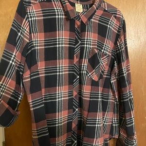 Faded Glory - Pink/Black Plaid Blouse - XL (16-18)